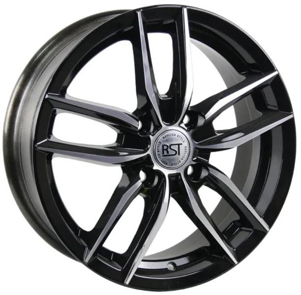 Диски RST R076 6 х 16 4*100 Et: 48 Dia: 54.1 черный с проточкой глянцевый